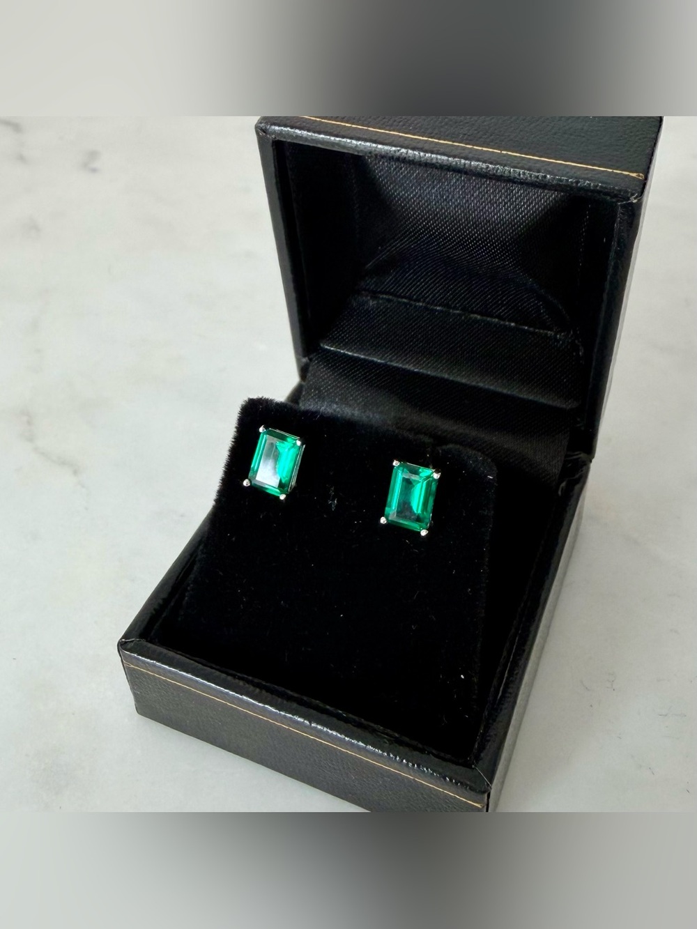 Lab emerald earrings - like new!